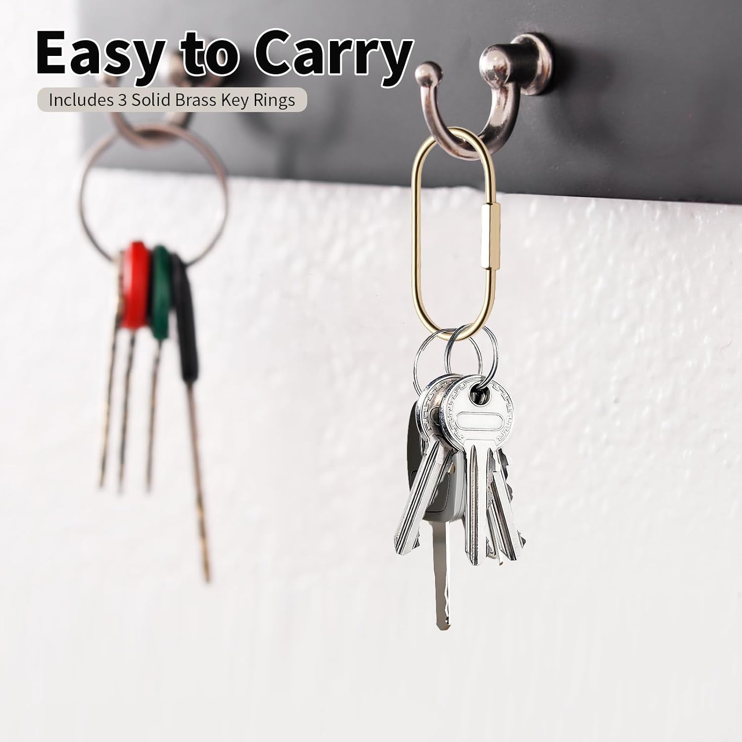 3 Pcs Brass Key Ring with Screw Lock - Durable Gold Carabine... - Image 6