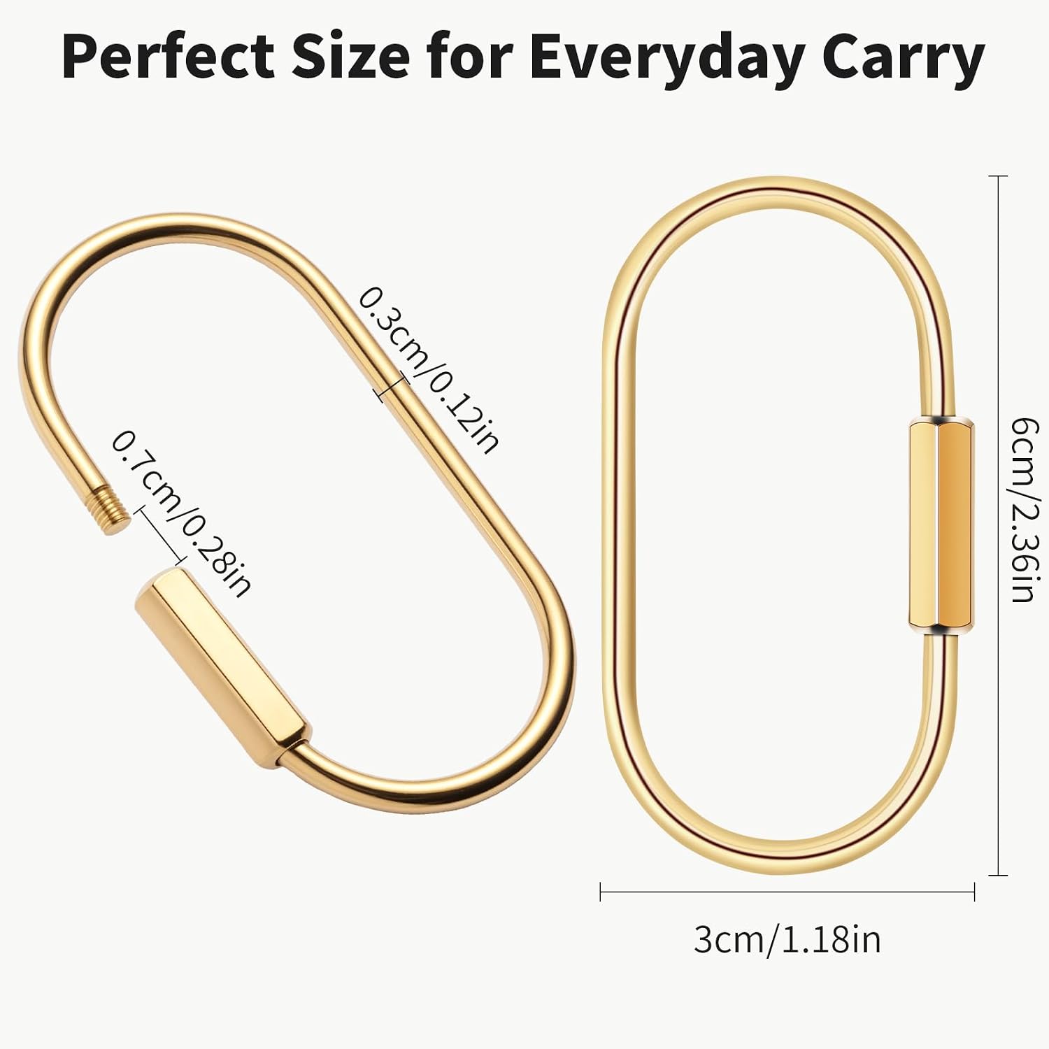 3 Pcs Brass Key Ring with Screw Lock - Durable Gold Carabine... - Image 2