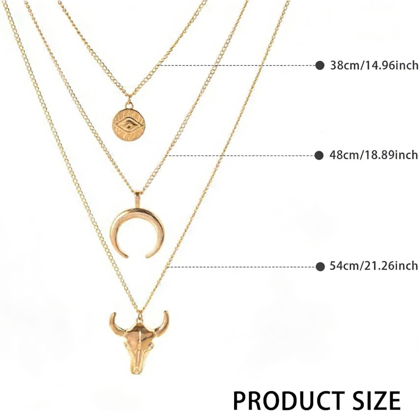 Women's Vintage Western Layered Necklaces Evil Eye Bull Head... - Image 2