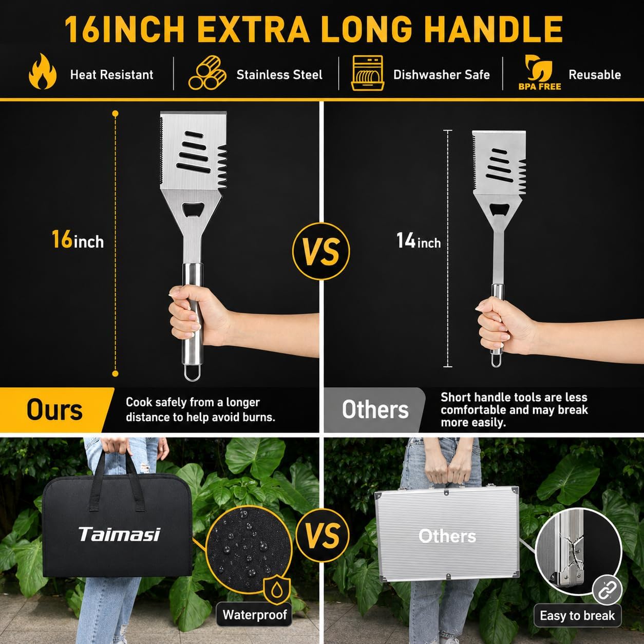 34Pcs Grill Accessories Grilling Gifts for Men, 16 Inches He... - Image 2