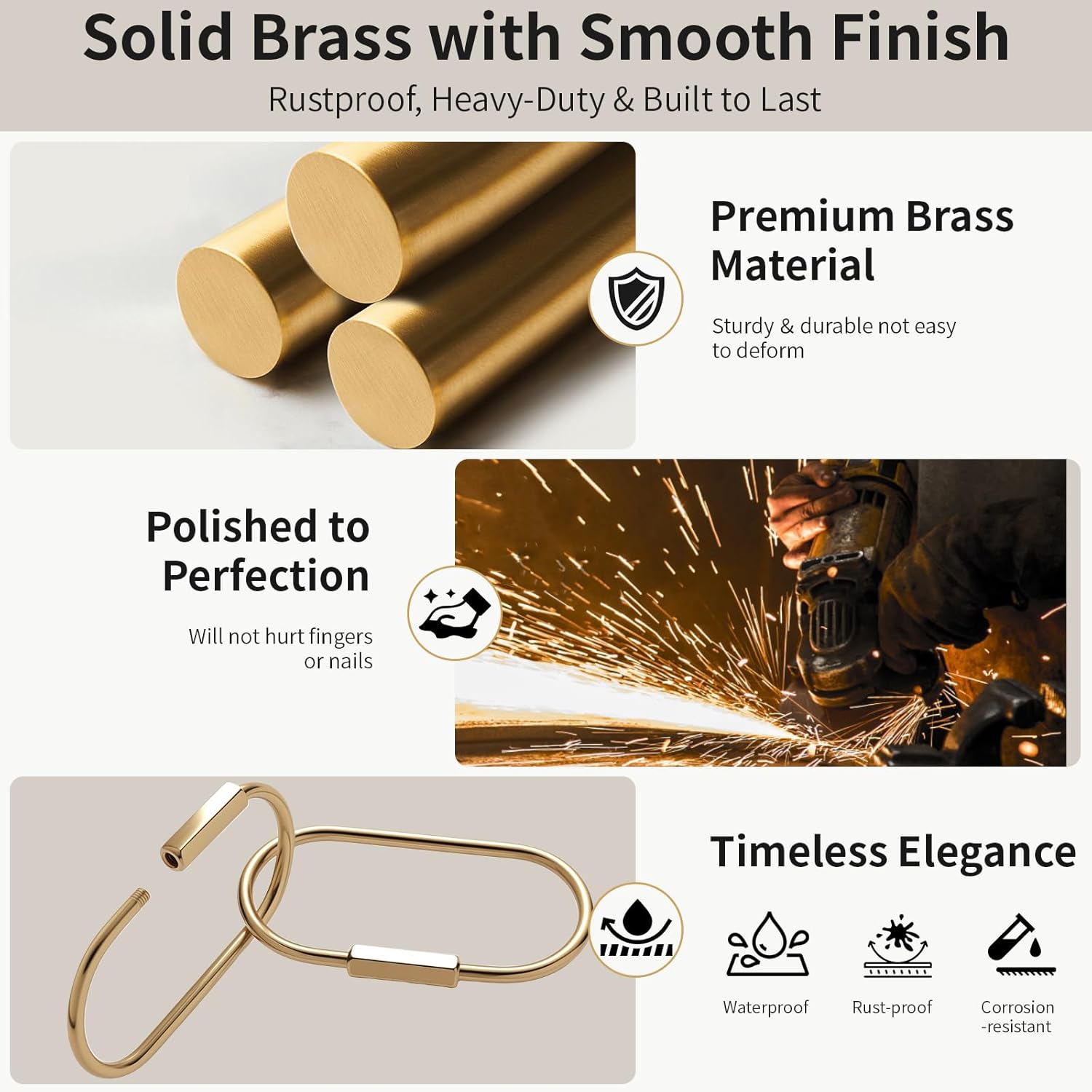 3 Pcs Brass Key Ring with Screw Lock - Durable Gold Carabine... - Image 4