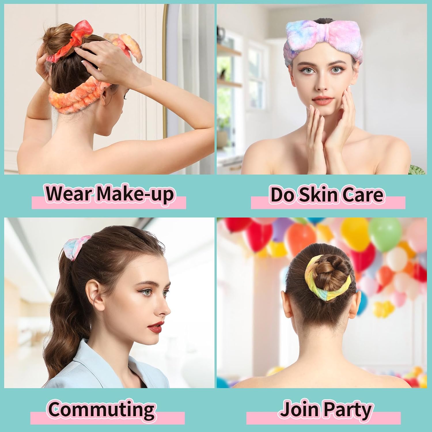 LEOBRO Spa Headband, 3pcs Makeup Headbands and 3pcs Hair Scr... - Image 7