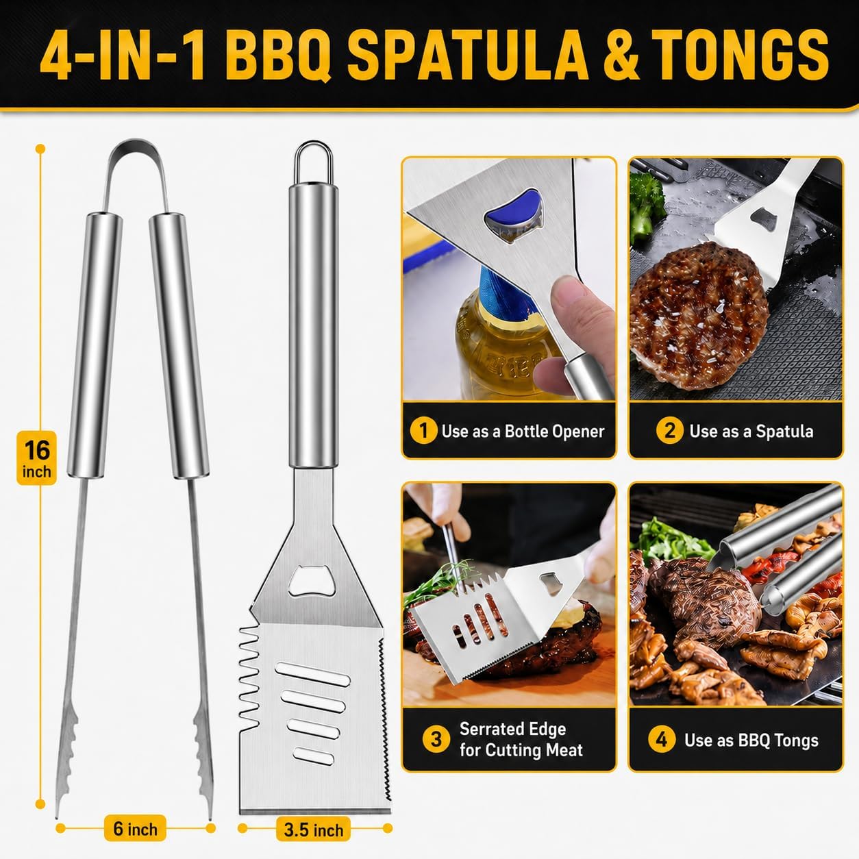 34Pcs Grill Accessories Grilling Gifts for Men, 16 Inches He... - Image 3