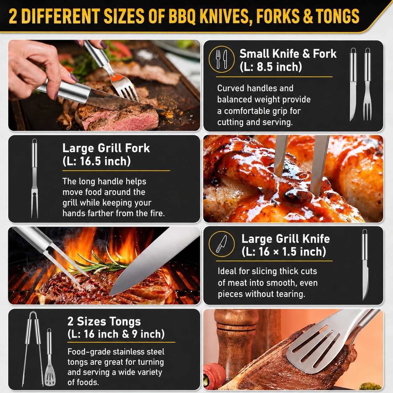 34Pcs Grill Accessories Grilling Gifts for Men, 16 Inches He... - Image 5