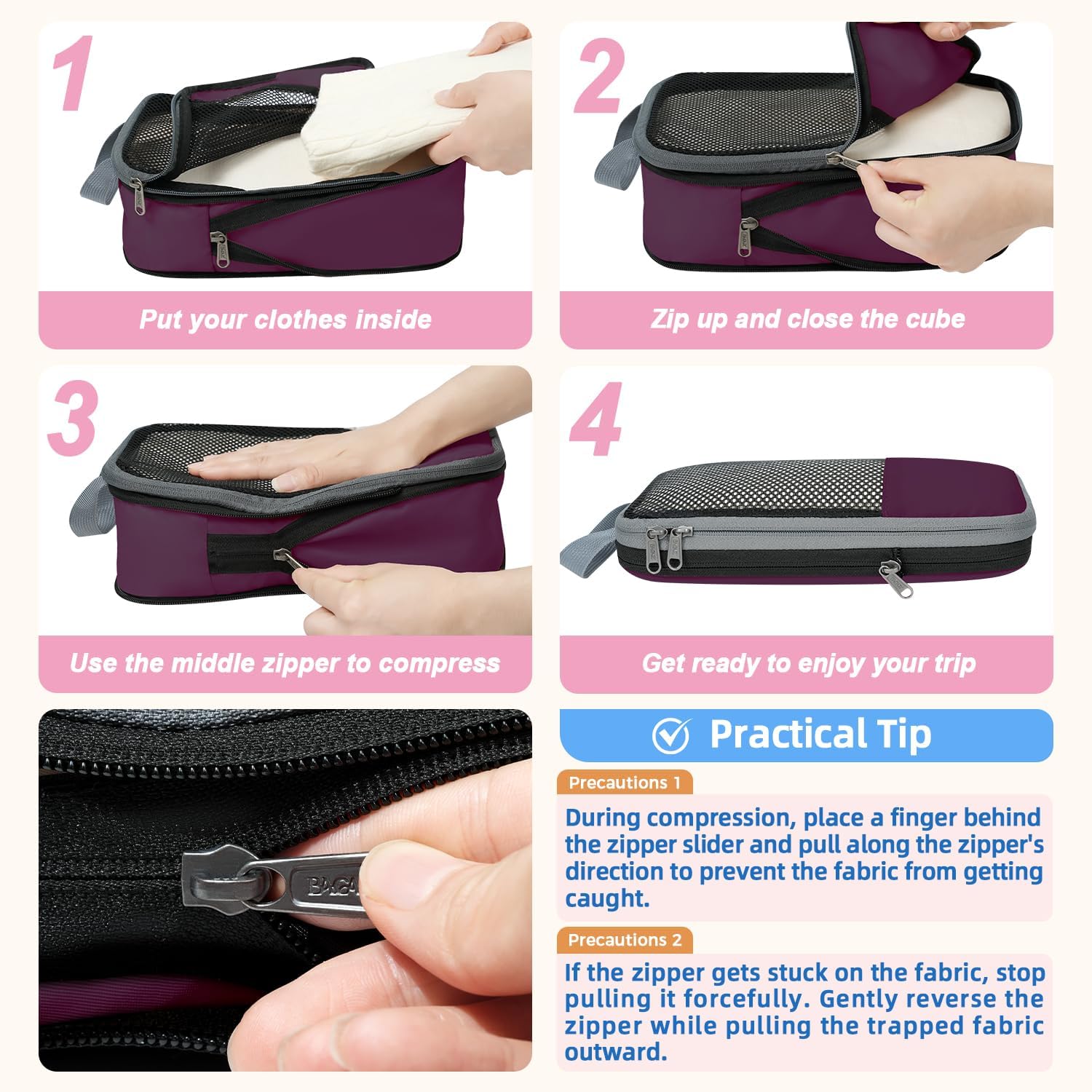 BAGAIL 4 Set/6 Set/8 Set Compression Packing Cubes Travel Ac... - Image 4