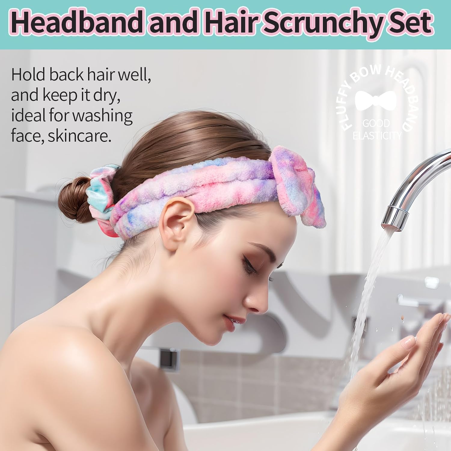 LEOBRO Spa Headband, 3pcs Makeup Headbands and 3pcs Hair Scr... - Image 4