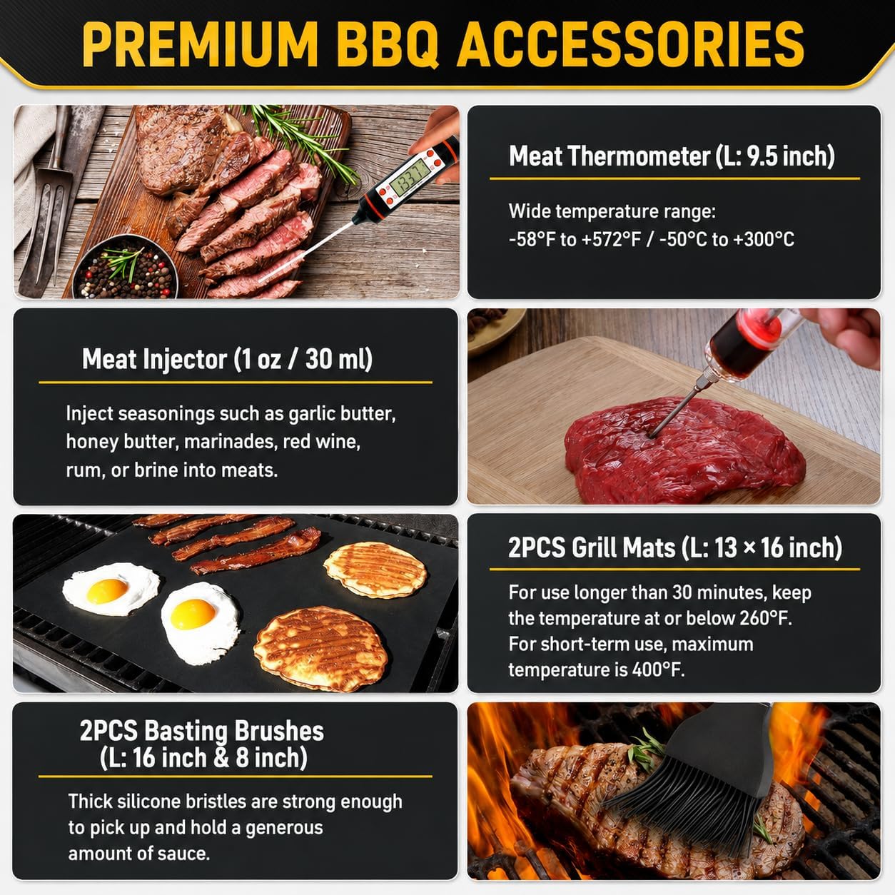34Pcs Grill Accessories Grilling Gifts for Men, 16 Inches He... - Image 6