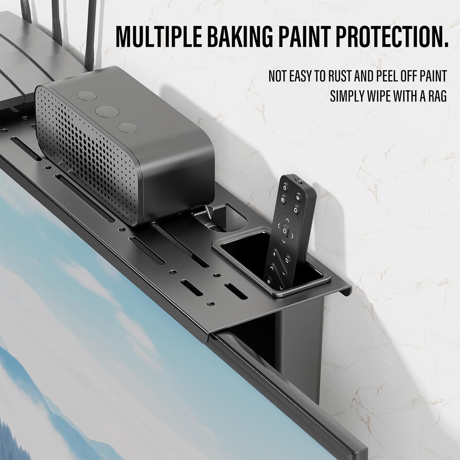 CABTE Adjustable Steel TV Top Shelf, Floating TV Stand, Univ... - Image 3