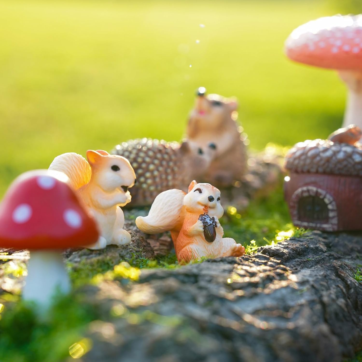 Fairy Garden Accessories, 7 Pieces Squirrel & Hedgehog Resin... - Image 2