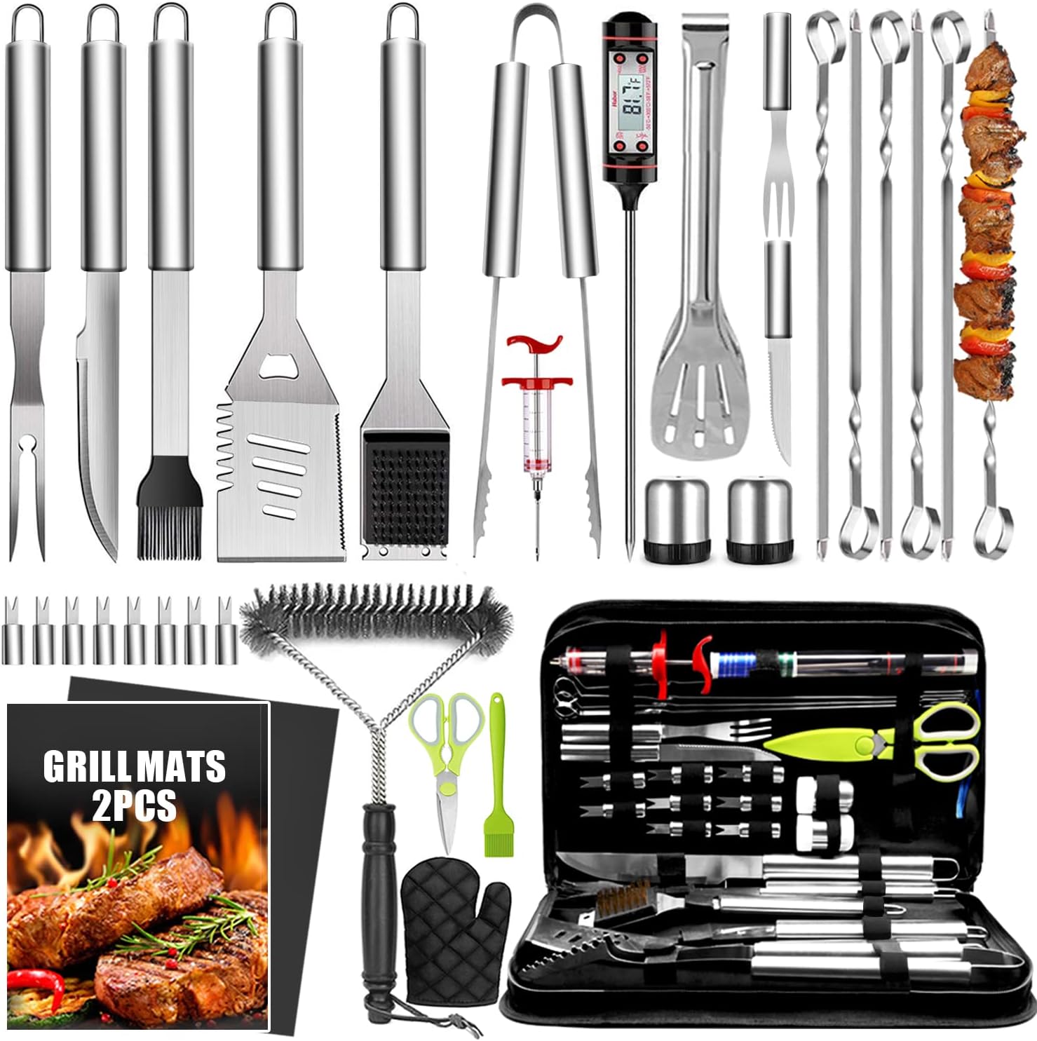 34Pcs Grill Accessories Grilling Gifts for Men, 16 Inches He...
