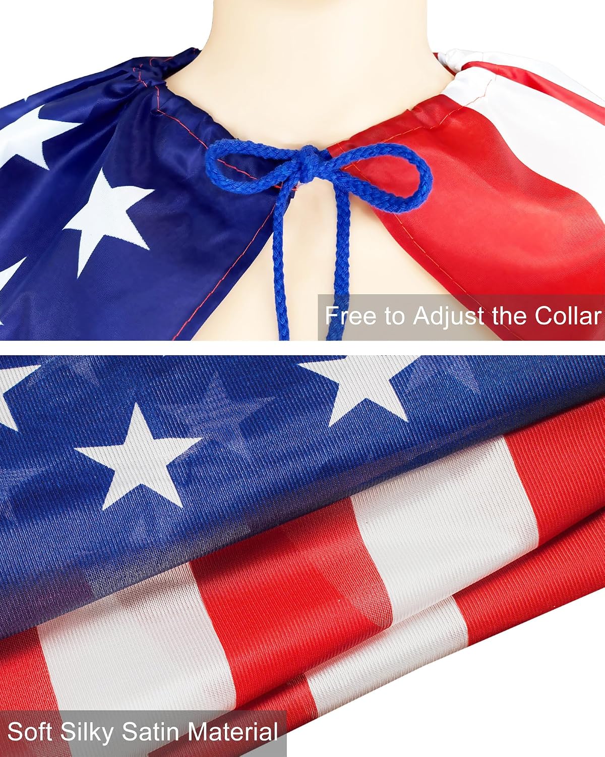 4Pcs American Flag Cape Costume, USA Patriotic Accessories U... - Image 2