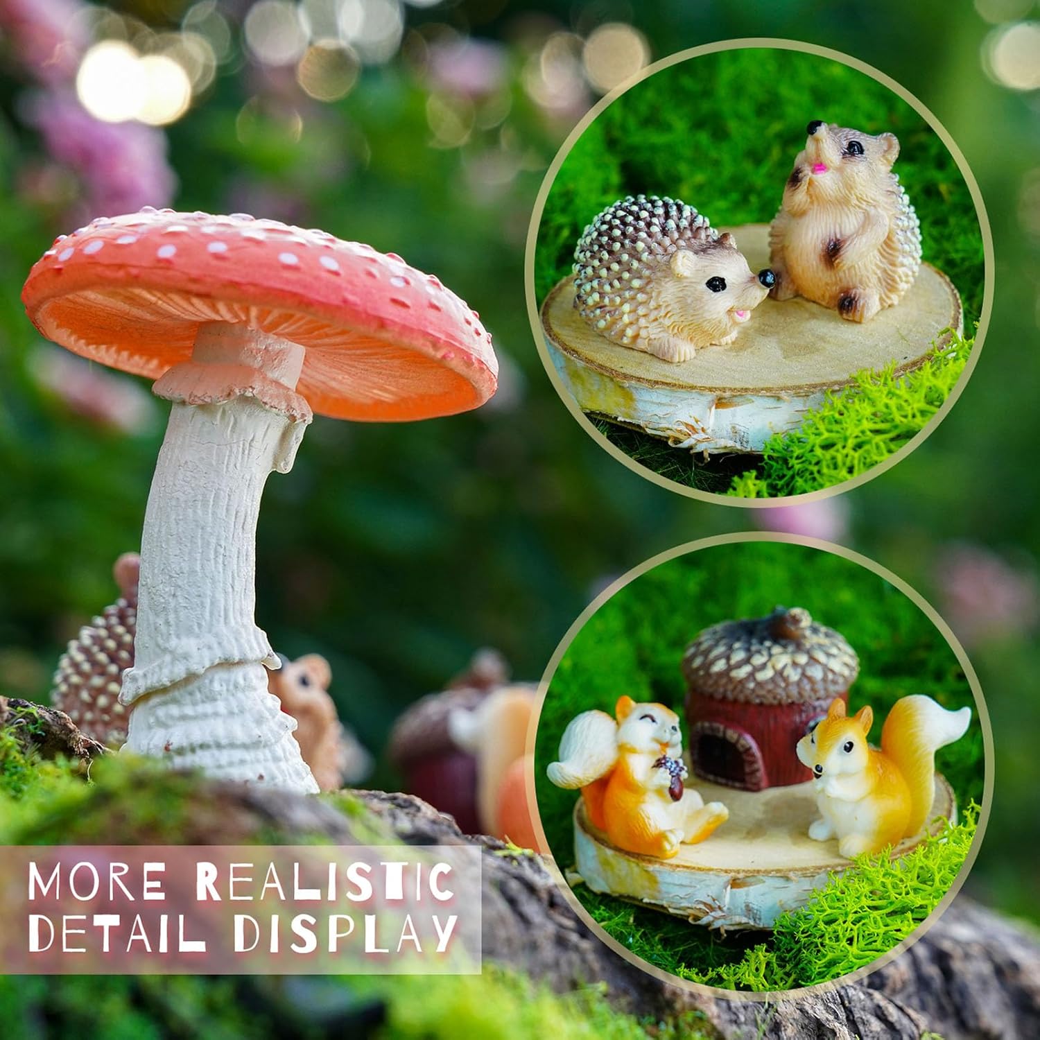 Fairy Garden Accessories, 7 Pieces Squirrel & Hedgehog Resin... - Image 6