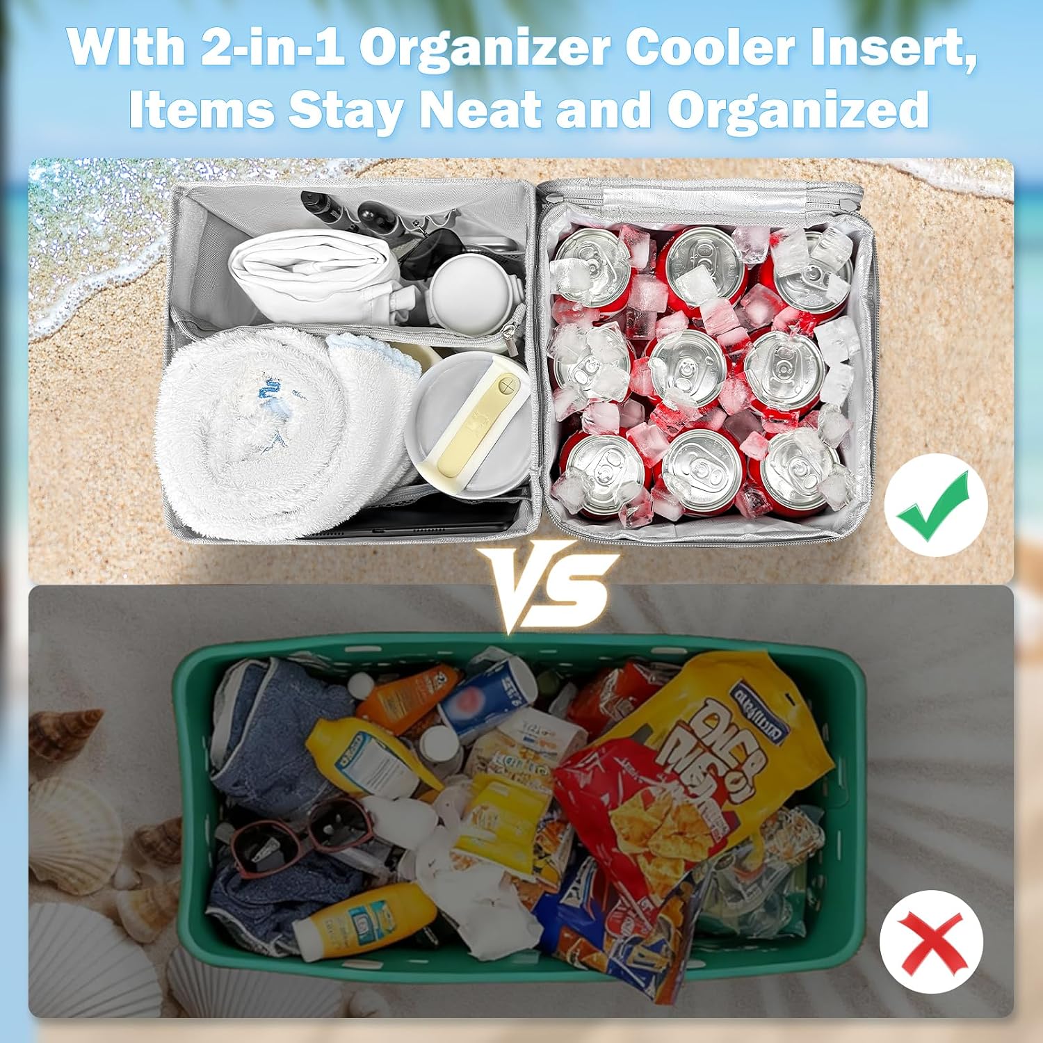 XYFuuee 2-in-1 Cooler Organizer Insert for X Large Bogg Bag ... - Image 4