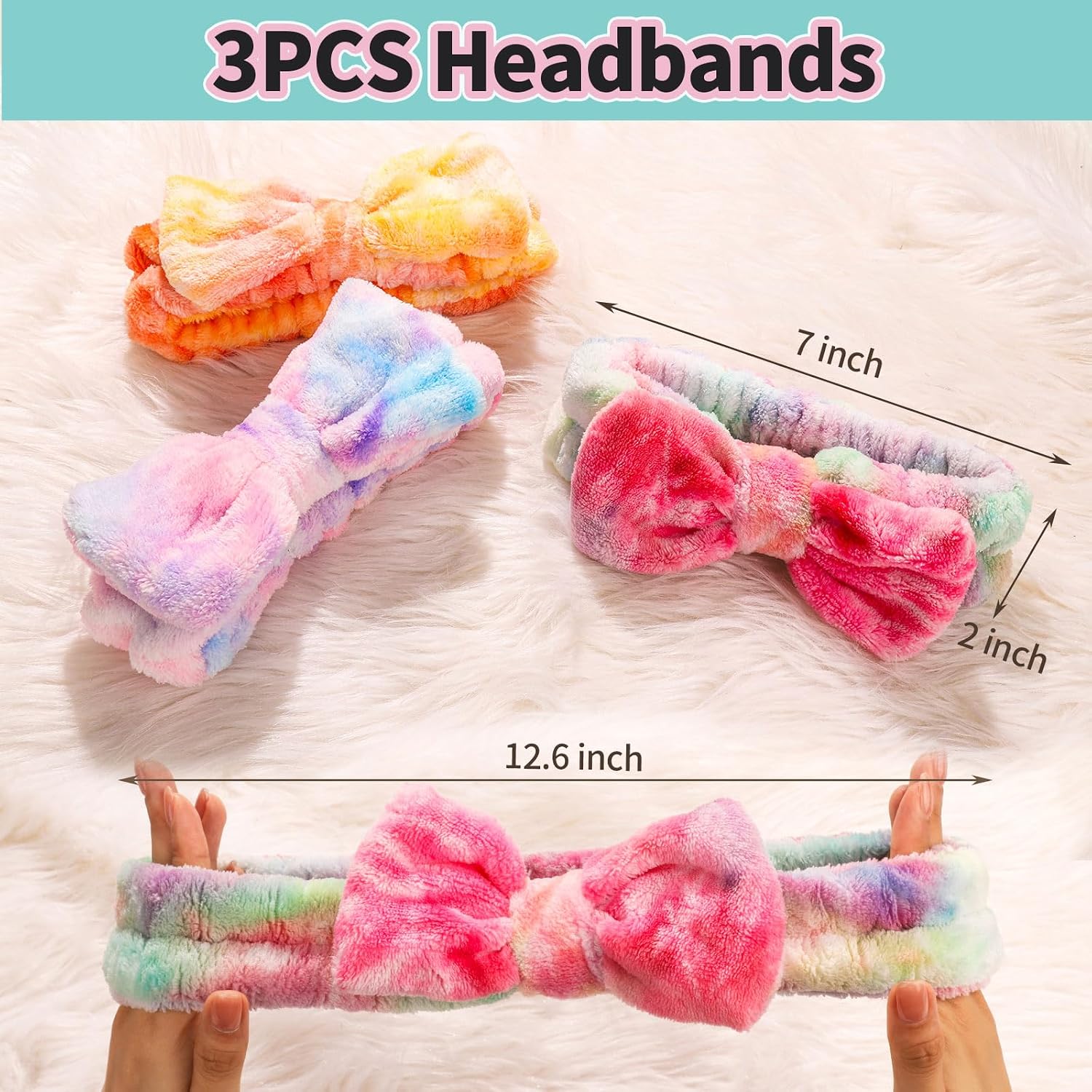 LEOBRO Spa Headband, 3pcs Makeup Headbands and 3pcs Hair Scr... - Image 2