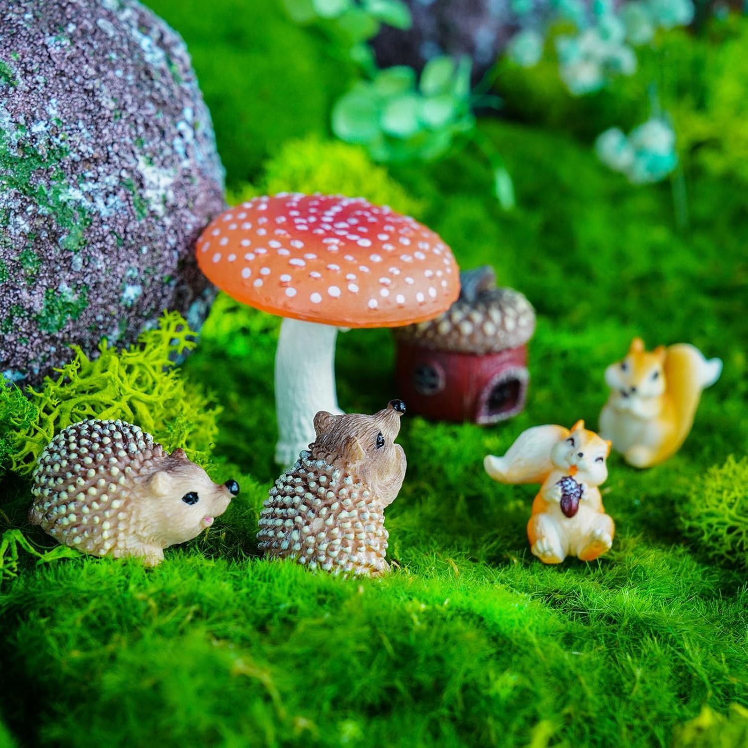 Fairy Garden Accessories, 7 Pieces Squirrel & Hedgehog Resin... - Image 7