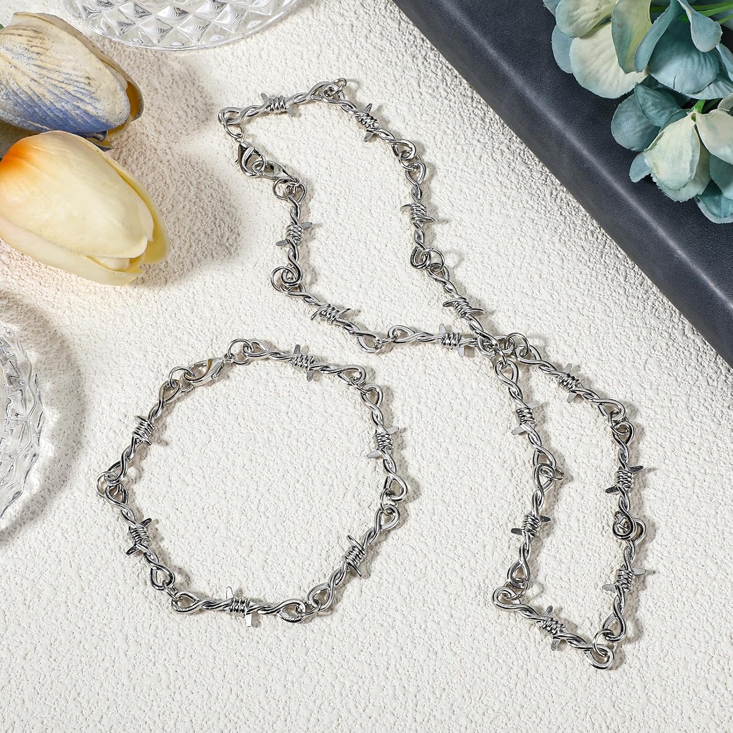 Yolev Barbed Wire Necklace and Bracelet Set Punk Thorns Barb... - Image 6