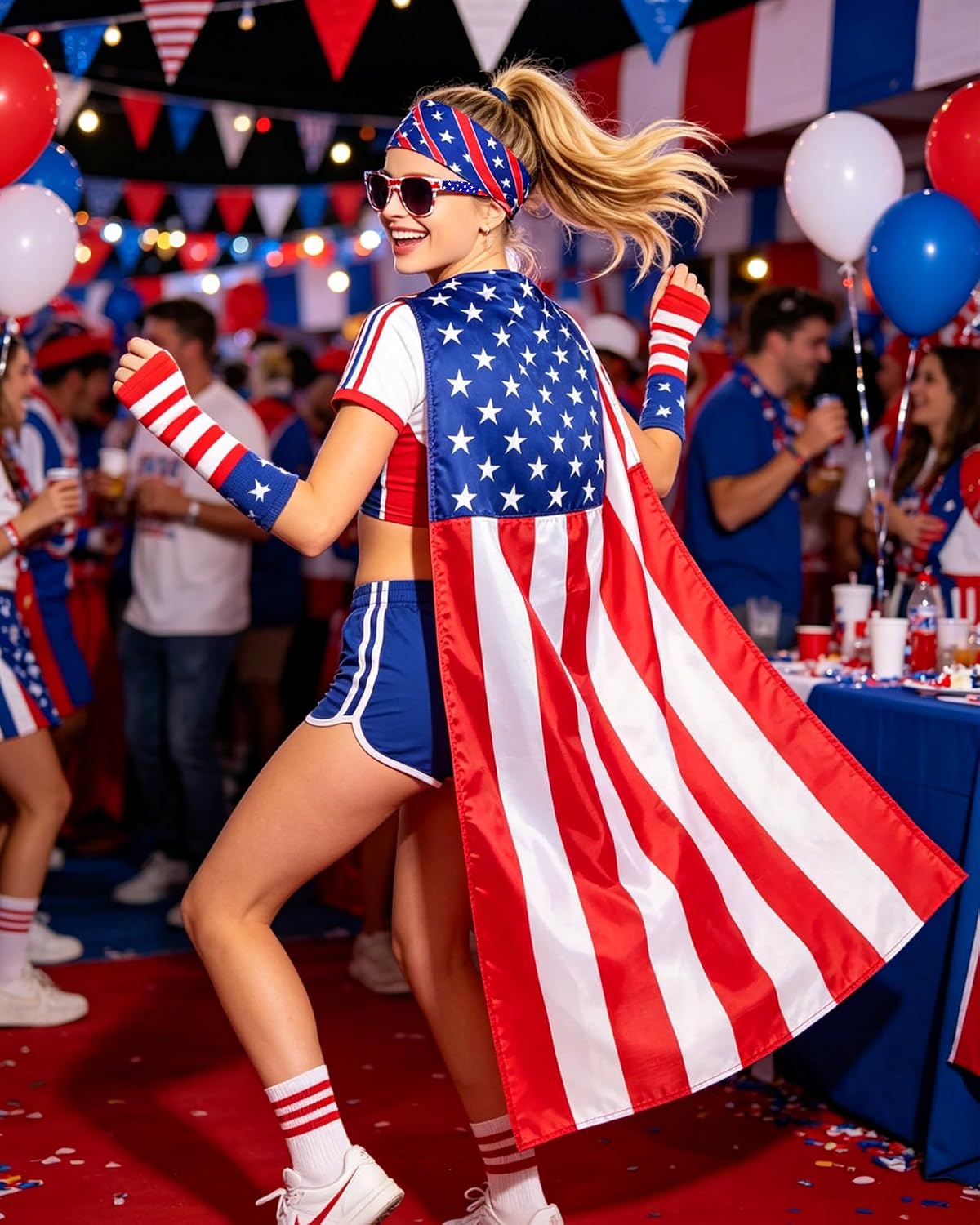 4Pcs American Flag Cape Costume, USA Patriotic Accessories U... - Image 6