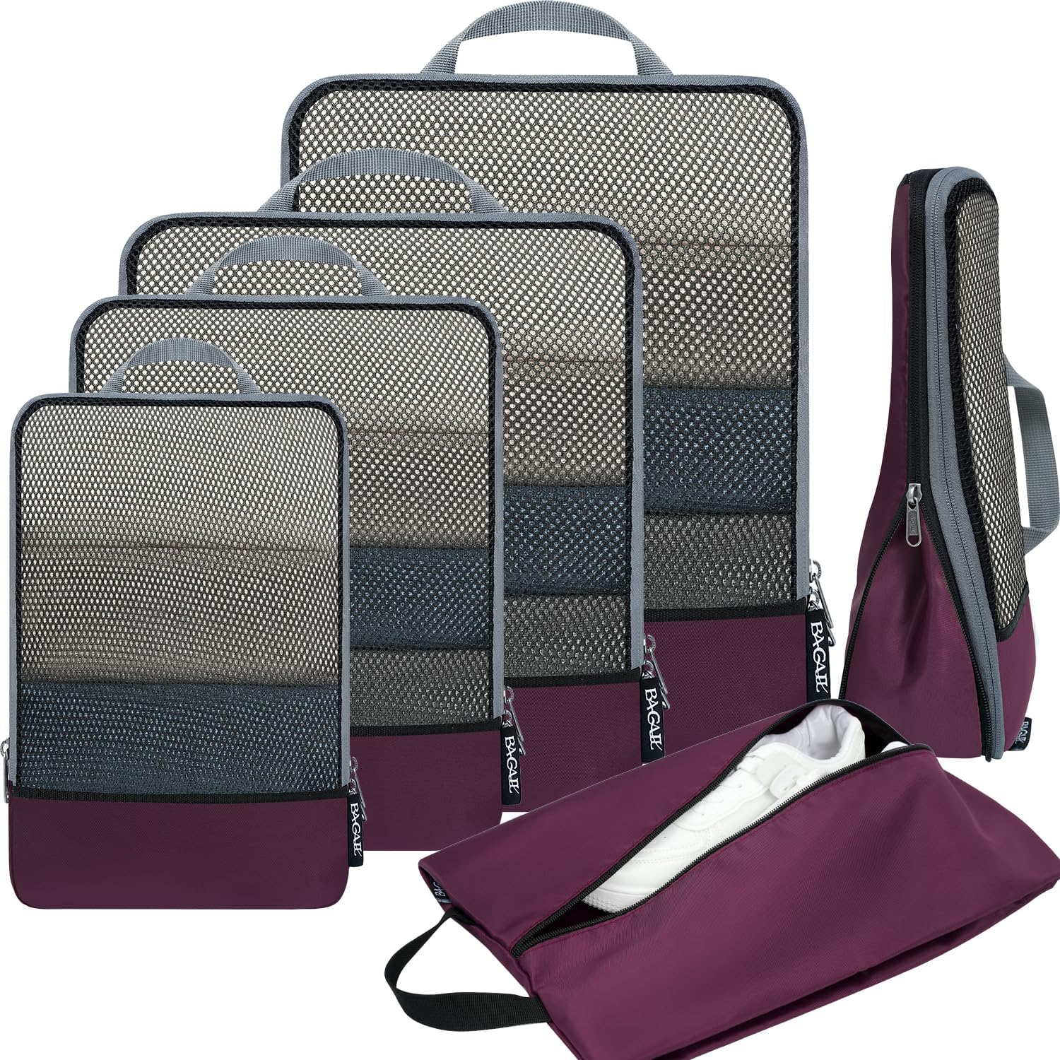 BAGAIL 4 Set/6 Set/8 Set Compression Packing Cubes Travel Ac...