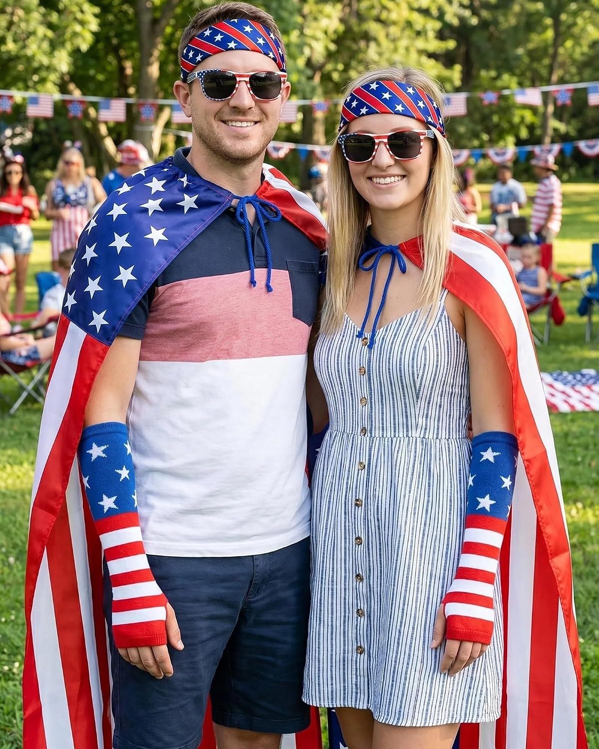 4Pcs American Flag Cape Costume, USA Patriotic Accessories U... - Image 4